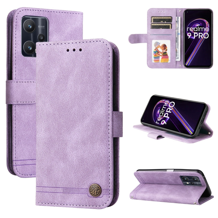Purple horizontal flip leather phone case with metal button and card slots