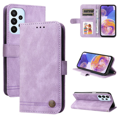 Lavender purple horizontal flip leather phone case with metal button and card slots