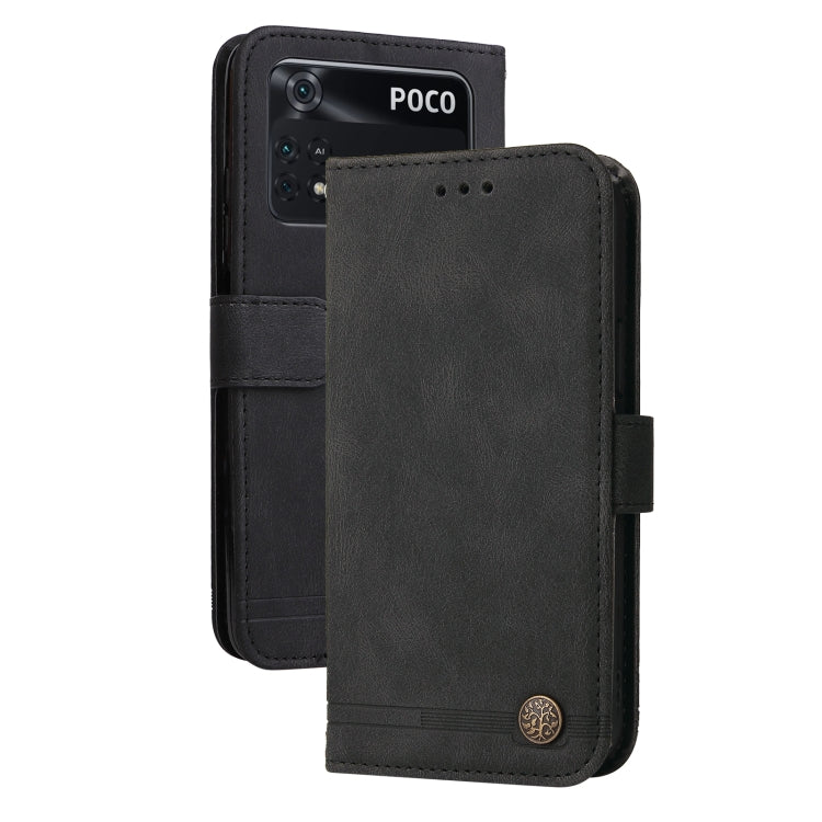 Black leather horizontal flip phone case with side strap and metal button
