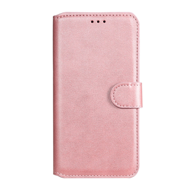 Rose gold vertical flip leather phone case with side strap and top cutout