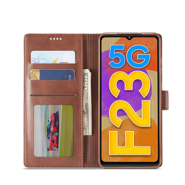 Brown leather phone wallet case with card slots and flip cover