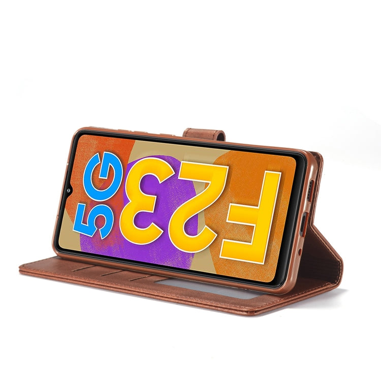 Brown leather folio phone case with kickstand flip cover