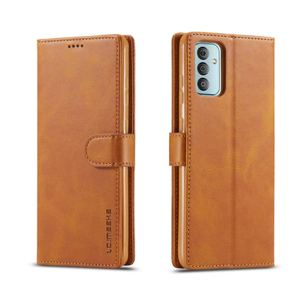 Calf-texture leather phone case with folio flap and card slot, tan brown, camera cutouts