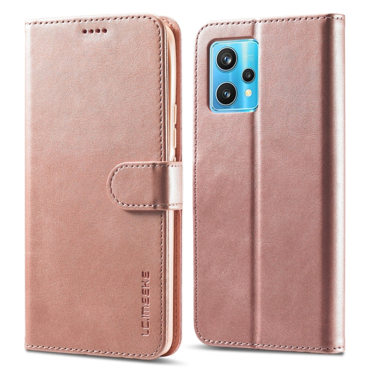 Rose gold calf-texture leather flip phone case with card holder and camera cutout
