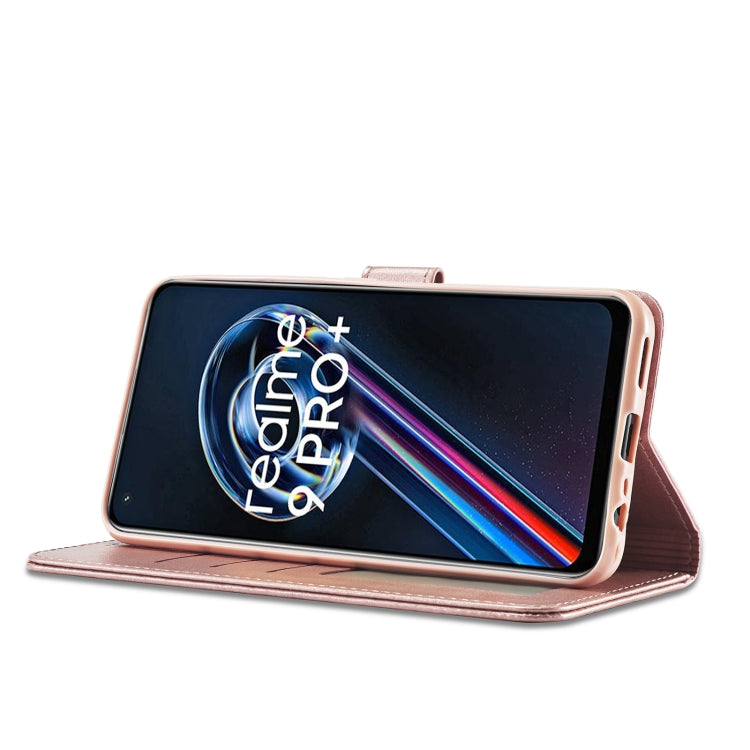 Rose gold calf-texture leather flip phone case with front cover open