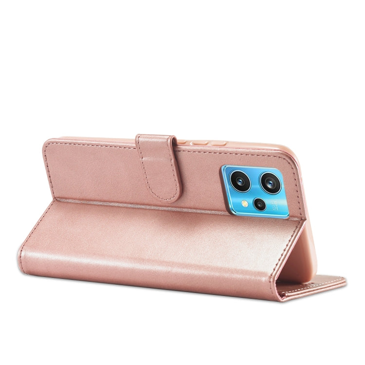 Rose gold calf-texture leather wallet flip case with camera cutout and inner cover