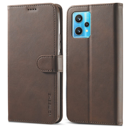 Brown calf-texture leather flip phone case with card holder and camera cutout
