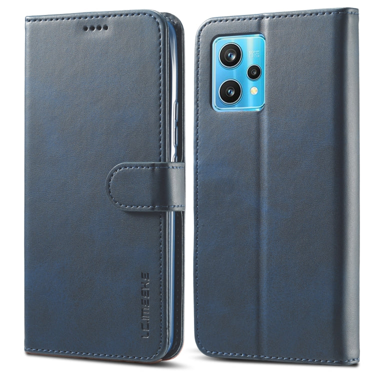 Blue calf-texture leather phone case with flip cover and card slot