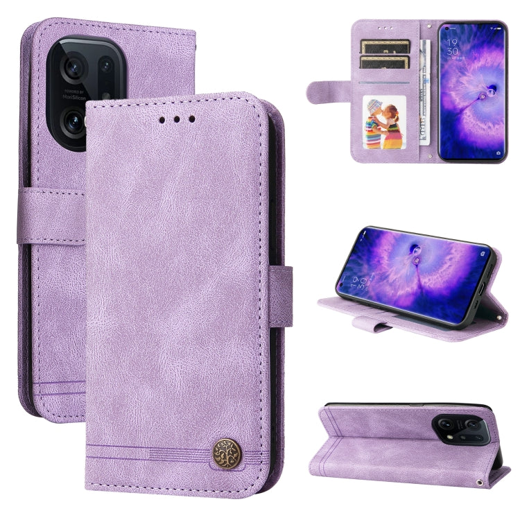 Purple leather wallet phone case with card slots, stand, and metal button closure.
