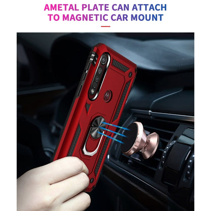 Red shockproof phone case with metal plate for magnetic car mount