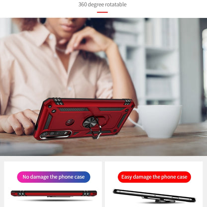 Red shockproof phone case with 360 degree rotatable ring holder