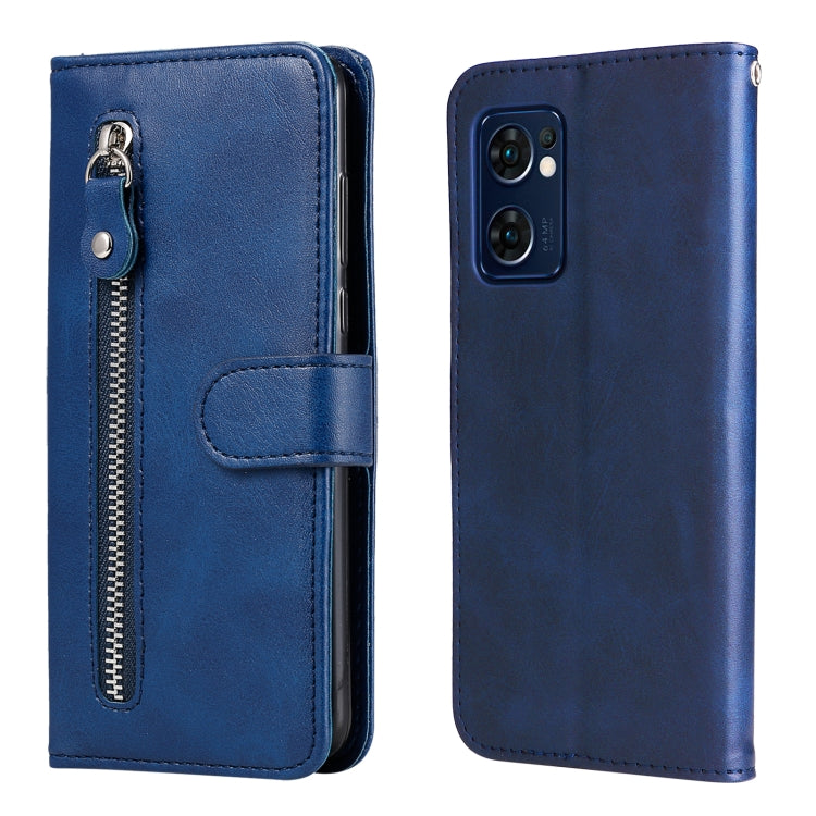 Blue leather flip phone case with zipper and magnetic strap
