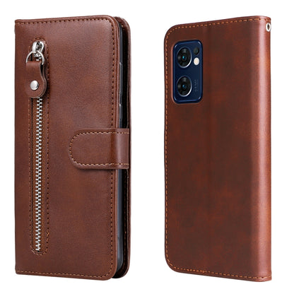 Brown leather flip phone case with zipper and magnetic strap