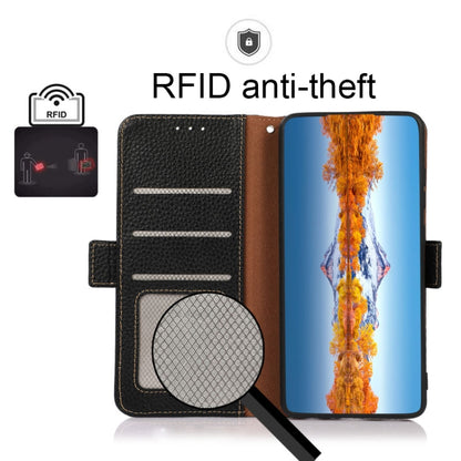 Genuine leather wallet phone case with RFID-blocking design and magnetic closure