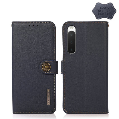 KHAZNEH genuine leather flip phone case, black, front and back views with logo snap