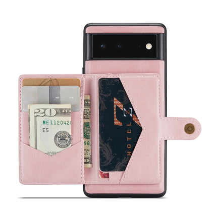 Pink magnetic detachable phone wallet case with card slots and snap strap
