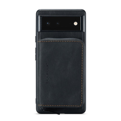 Magnetic zipper leather phone wallet case, black, with card slot pocket