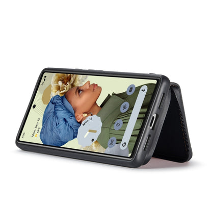 Magnetic zipper leather phone wallet case, black, open stand viewing phone screen