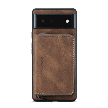 Magnetic zipper leather phone wallet case, brown, with card slot pocket