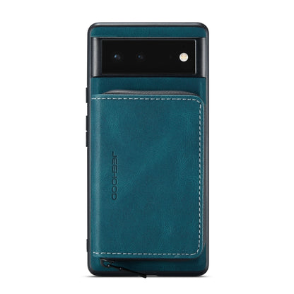Magnetic zipper leather phone wallet case, blue, with card slot pocket