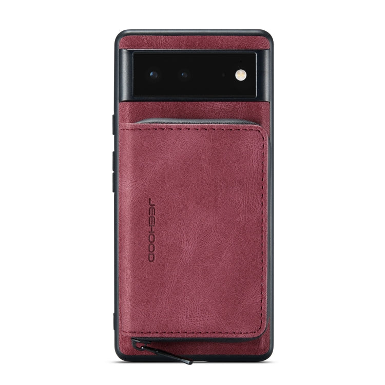 Red leather wallet phone case with magnetic closure and card slot