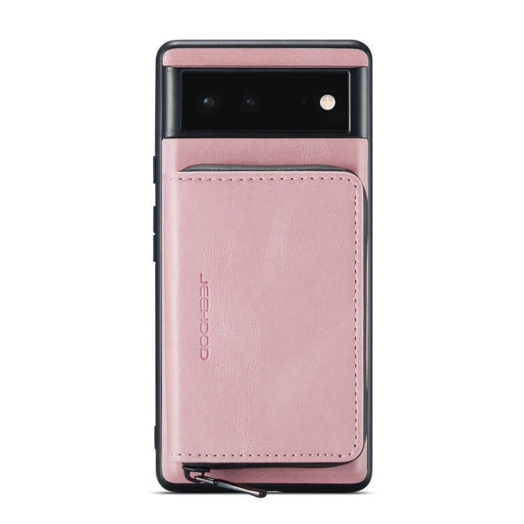 Light pink leather wallet phone case with magnetic closure and card slot