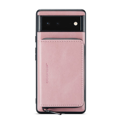 Light pink leather wallet phone case with magnetic closure and card slot