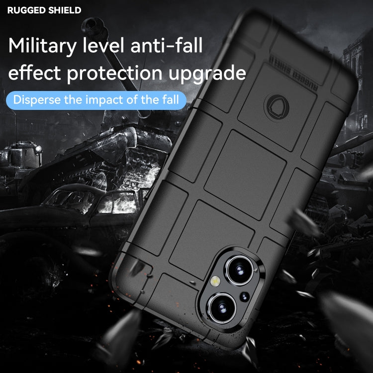 Rugged shockproof TPU phone case in dark gray, angled view emphasizing impact protection