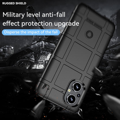 Rugged shockproof TPU phone case in dark gray, angled view emphasizing impact protection