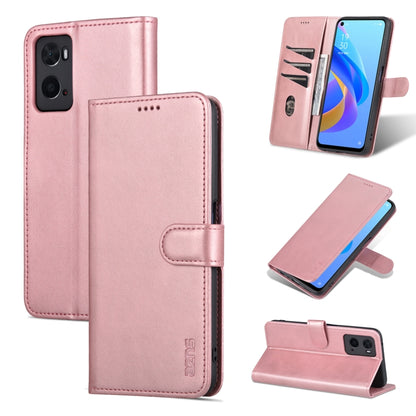 Rose gold leather flip phone wallet case with stitched card holder, for OPPO