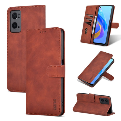 Brown leather flip phone wallet case with card holder and stand, for OPPO A36/A76