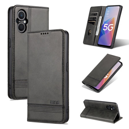 Magnetic flip phone case in dark gray with textured leather and stand for calls