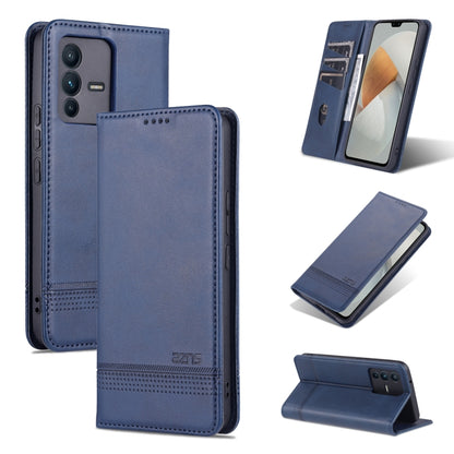 Magnetic flip leather phone case, dark blue, textured finish with magnetic clasp