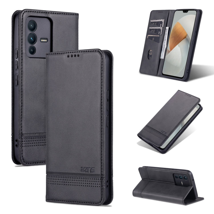 Magnetic flip leather phone case, dark gray, textured finish with magnetic clasp