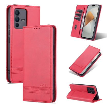 Magnetic flip leather phone case, red, textured finish with magnetic clasp