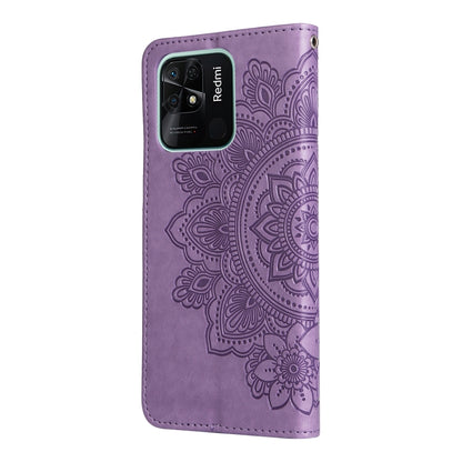 Light purple embossed floral phone case with camera cutout and stitched edges