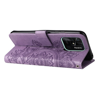 Light purple embossed floral folio phone case with foldover cover and wrist strap