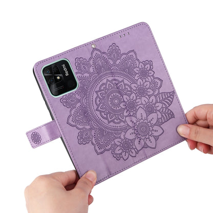 Light purple embossed floral flip phone case with hanging strap and camera cutout