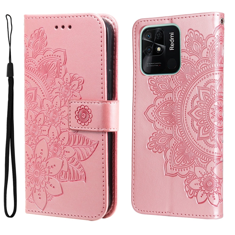 Light pink embossed flower flip phone case with magnetic clasp and wrist strap.