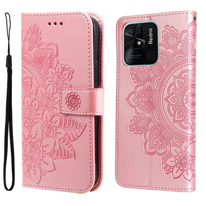 Light pink embossed flower flip phone case with magnetic clasp and wrist strap.