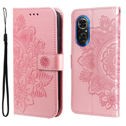 Rose pink embossed floral flip phone case with wrist strap, shown open and closed