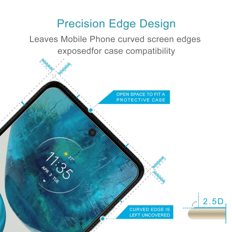 Tempered glass screen protector with 2.5D curved edges and case-friendly cutout