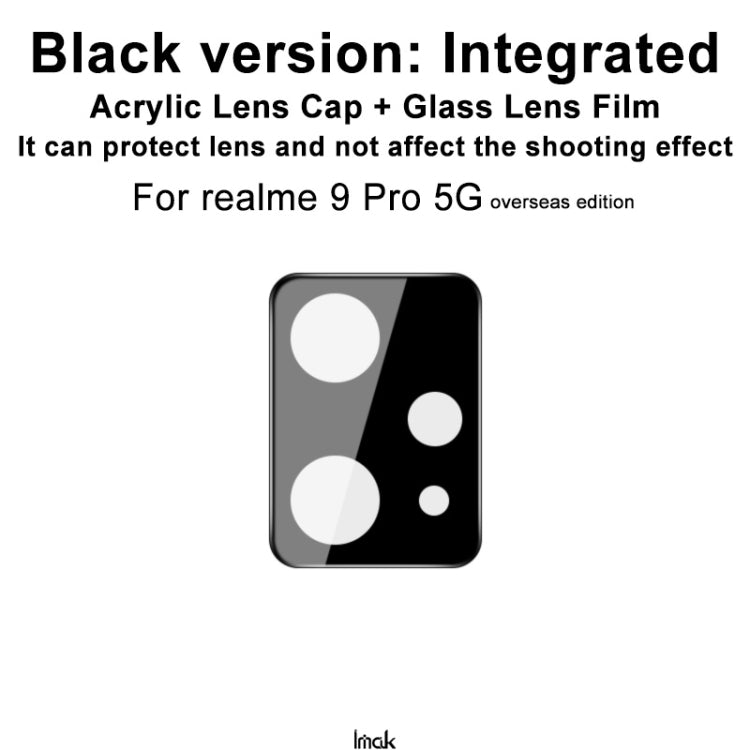 Black integrated camera lens cap with tempered glass lens film