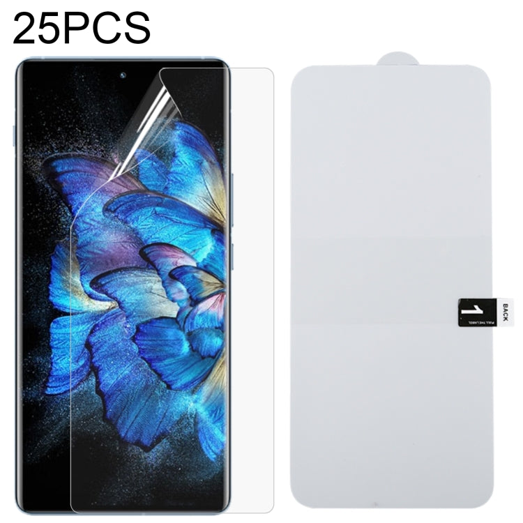 25-pack hydrogel screen protectors for full-screen coverage on a smartphone front