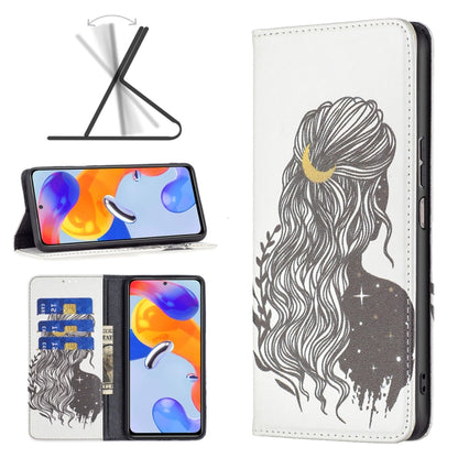 Magnetic leather phone case with white cover and black woman silhouette line art