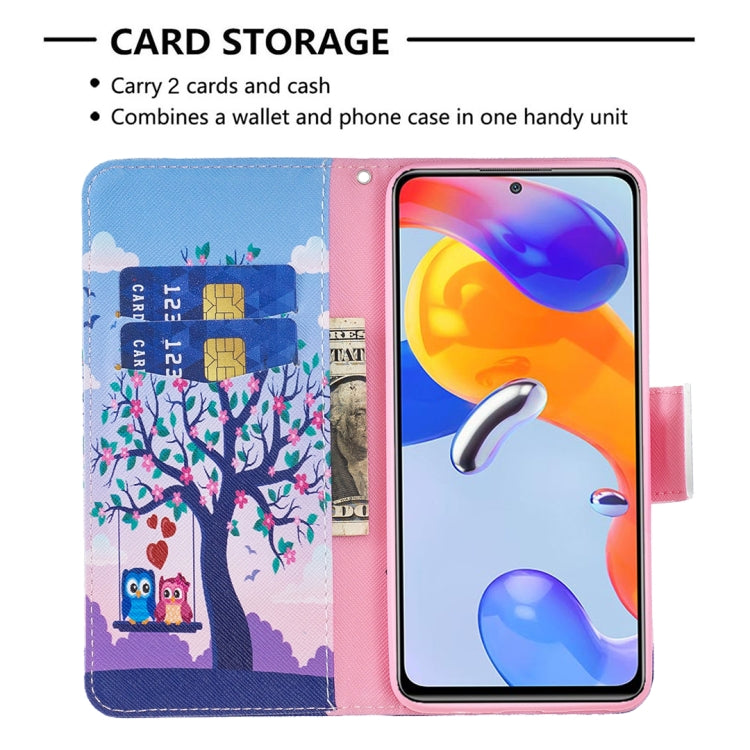 Tree and owl wallet phone case with card slots and flip cover for screen