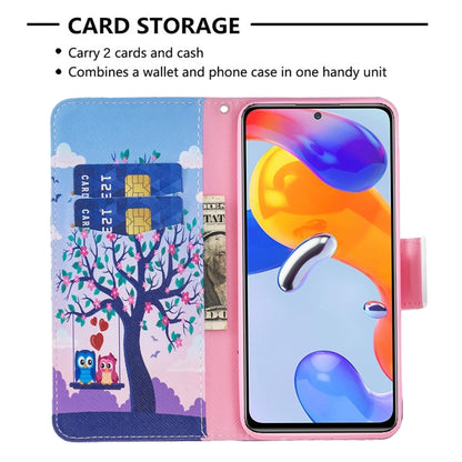 Tree and owl wallet phone case with card slots and flip cover for screen