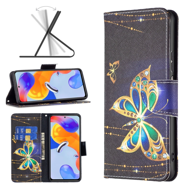 Leather phone case with gold butterfly and floral design