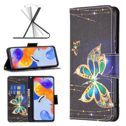 Leather phone case with gold butterfly and floral design