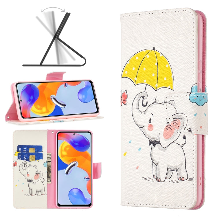 White leather phone case with cartoon elephant under a yellow umbrella